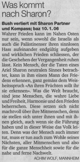 14.1.2006 Basler Zeitung CH
