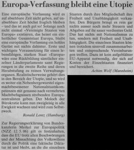 22.5.2006 Neue Züricher Zeitung CH