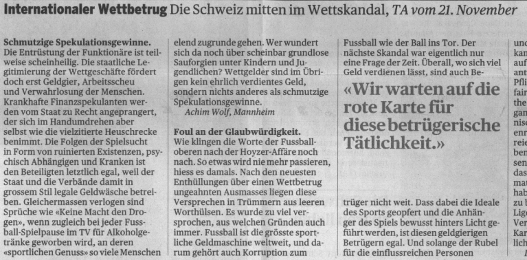 28.11.2009 Tagesanzeiger CH