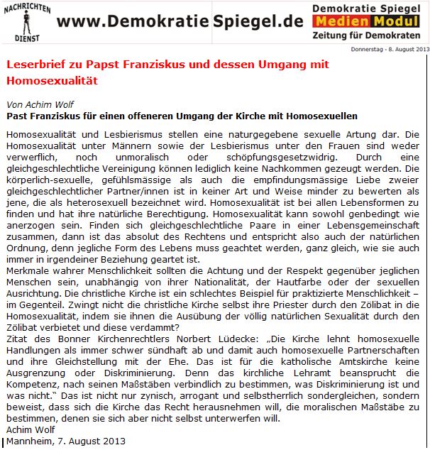 7.8.2013, demokratie-spiegel.de