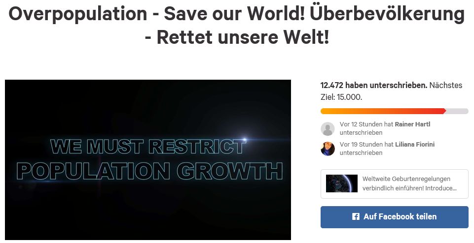 Überbevölkerung - Petition bei change.org