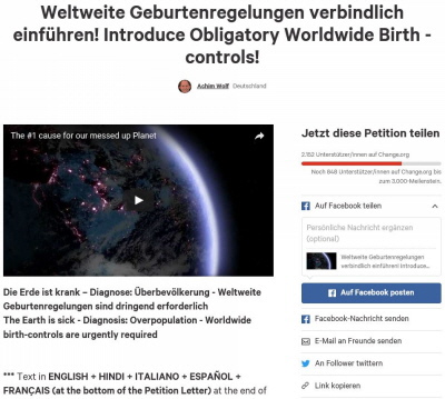 Petition für weltweite Geburtenregelungen